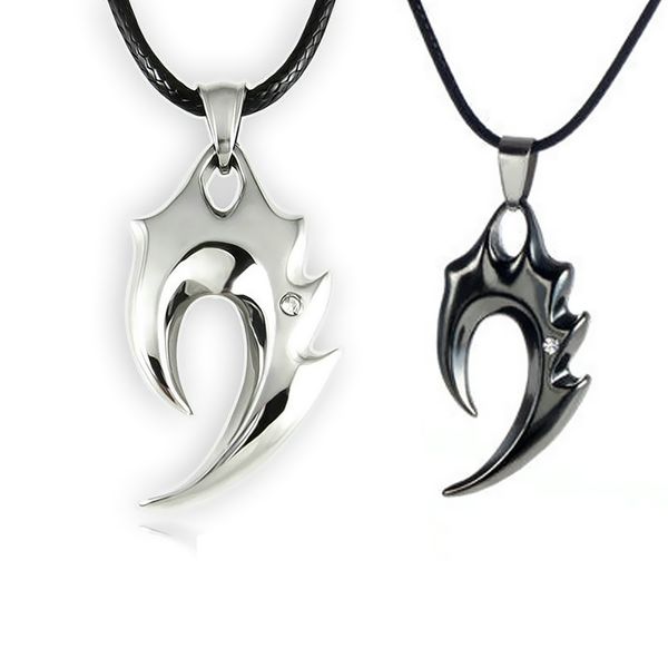 

unique men's wax cord alloy rhinestone tribal flame pendant necklaces with lobster claw clasps end chains kqs, Silver