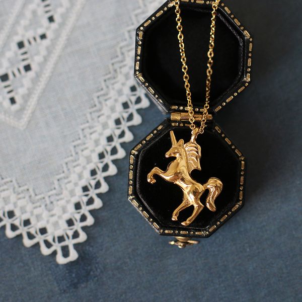 

titanium steel golden animal horse pendant necklace clavicular chain trendy classic woman's necklace jewelry accessories, Silver