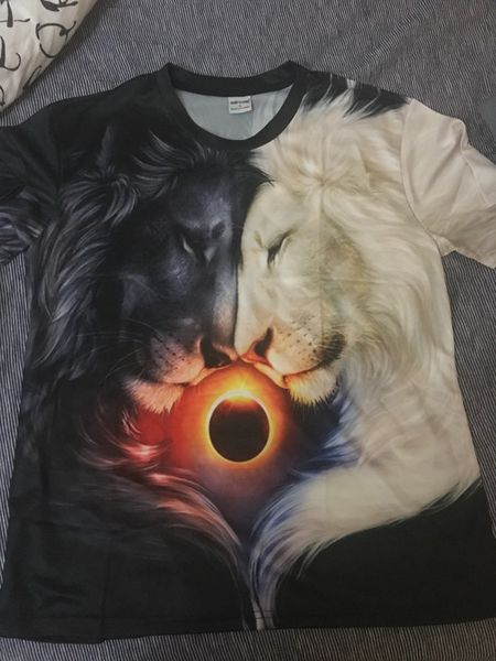 

dressing2020 модный бренд футболка мужчины / женщины лето 3d футболка печати инь и ян лев футболка топы тройники, White;black