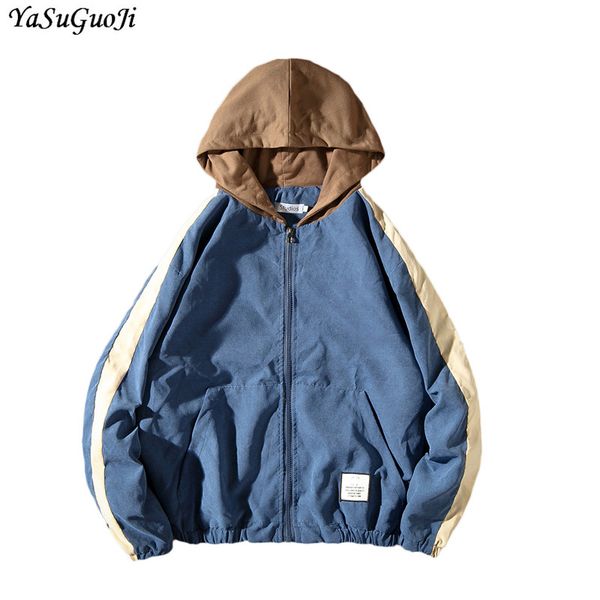 

yasuguoji fashion cartoon print jacket men 2020 spring hooded patchwork mens jacket plus size 4xl 5xl jackets chaqueta mujer, Black;brown