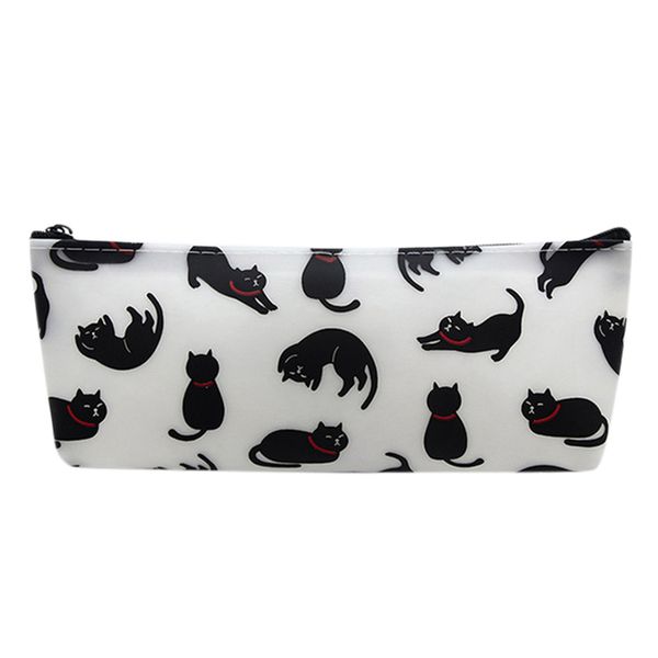 

1pcs/sell cute jelly cat silicone pencil case kawaii girl pencil bags durable large capacity school supplies stationery storag