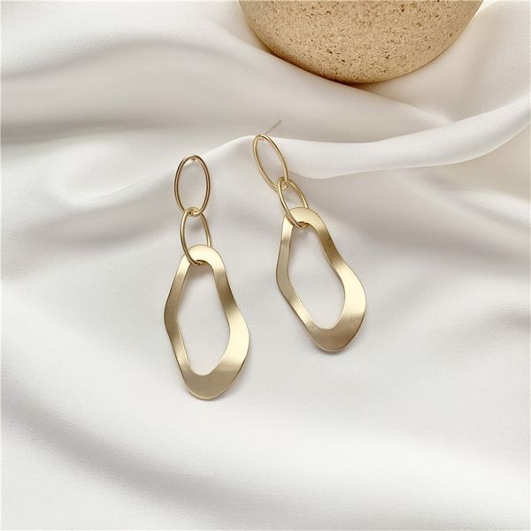 

geometric irregular long fashion clip earrings without piercing matte simple new earrings, Silver