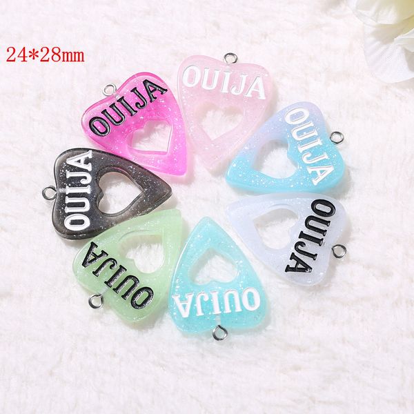 

10pcs 24*28mm ouija board planchette charms flat back resin cabochons necklace pendant for diy decoration game board, Bronze;silver
