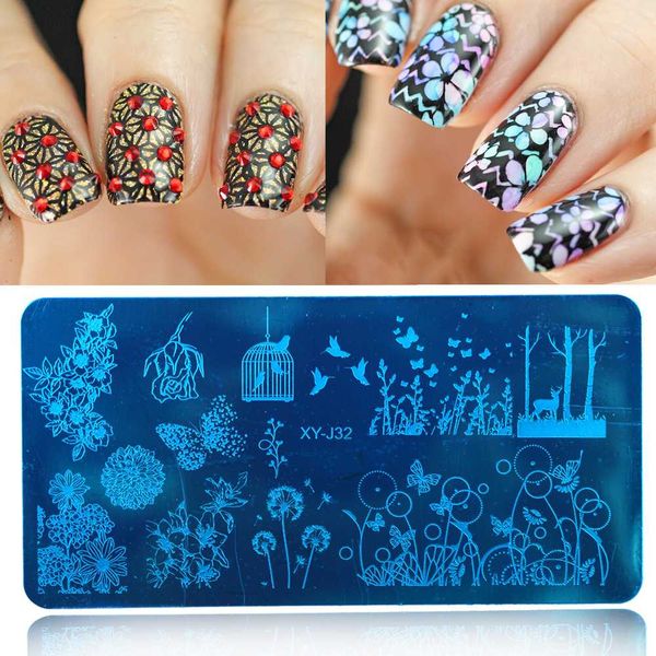 

1pc optional 12x6cm nail polish printing plates nail art stamping templates stainless steel lace flower snowflake jixy-j25-32, White