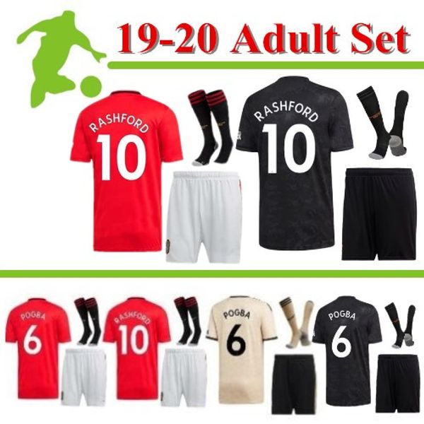 

thailand fc manchester pogba soccer jersey 2019 2020 james rashford player version shirt united utd 19 20 man kit set+sock football shirts, Black
