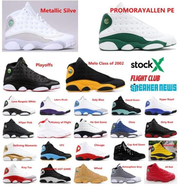 

jumpman 13 13s mens women basketball shoes xiii bg metallic silve 13s sneakers black red suede men sneakers island green with box
