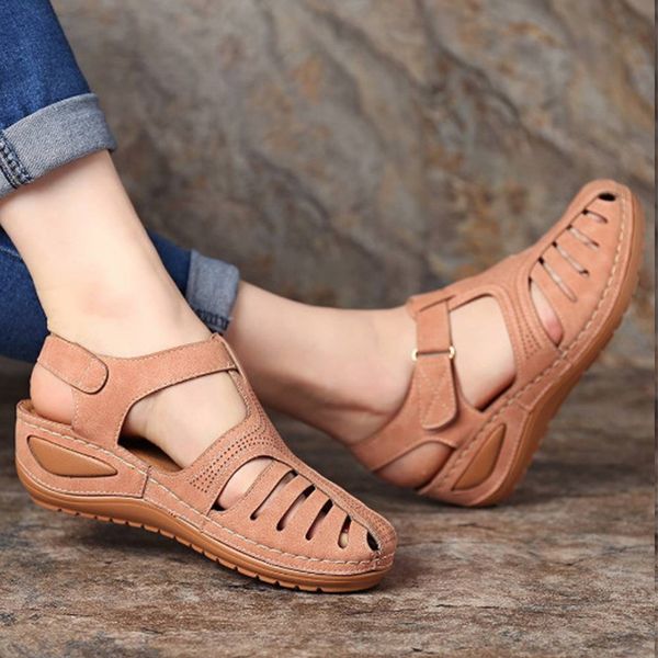 

xnhn woman summer leather vintage sandals buckle casual sewing women shoes female ladies platform retro sandalias plus 35-44, Black