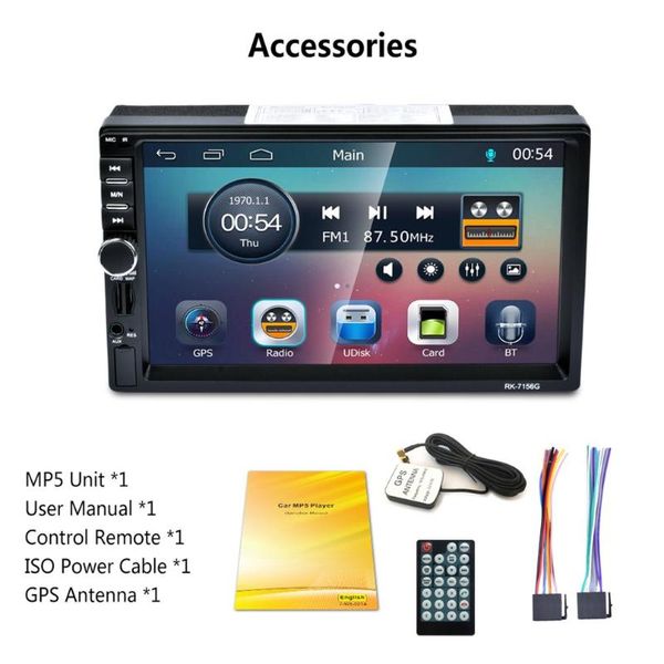

2din 7inch rk-7156g car mp5 bluetooth fm/rds car radio hd touch screen gps navigation multimedia player support usb tf