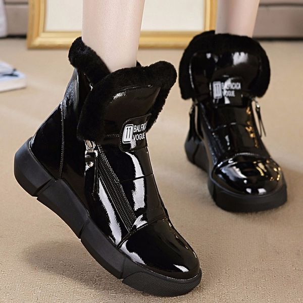 

черных белых блестящих зимы женщин снег walking boots keep warm plus velvet boots женщин non скольжение водонепроницаемых короткие пинетки i, Black