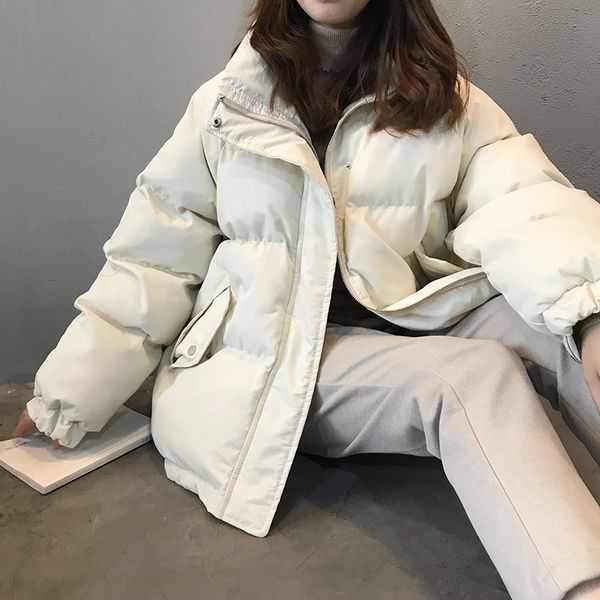 

2019winter coat women new korean version of loose winter jacket women thin cotton coat female students warm cotton jacket, Black