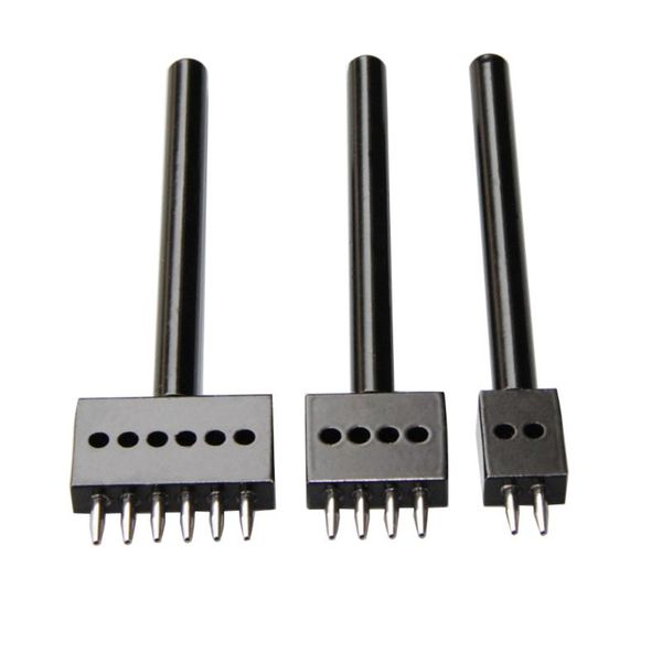 

4mm leather hole tool leather craft 1mm diameter hole punches tools round row punches drilling tools 2/4/6 prong belt holes maki