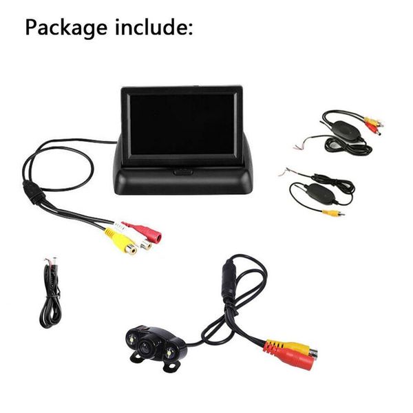 

car 4.3 inch folding display + wireless + long license plate rear view camera visual set night vision system