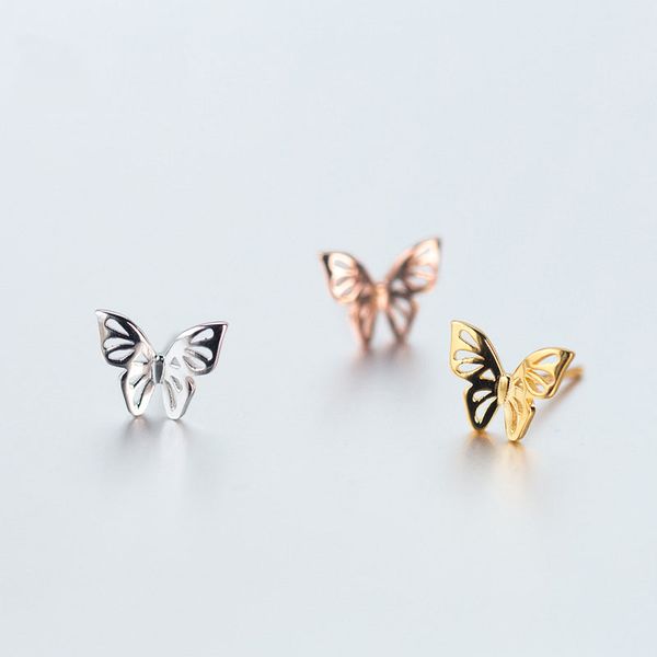 

trendy new hollow butterfly earrings 925 sterling silver stud earrings for girls women cute fashion jewelry gifts brincos 2020, Golden;silver
