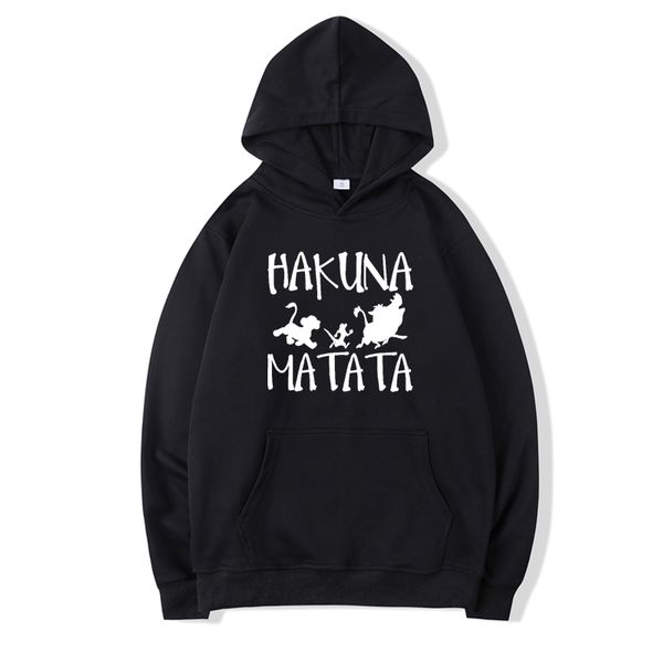 

hakuna matata fleece hoodie men women casual fleece lion king sweatshirt harajuku pullover animal kingdom men's hoodies, Black