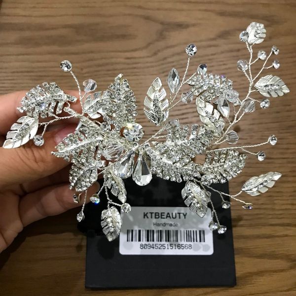 

luxury silver plated floral simulated crystal leafs handmad rhinestone hairpins royal hair bridal wedding accessories jewelry, Golden;white
