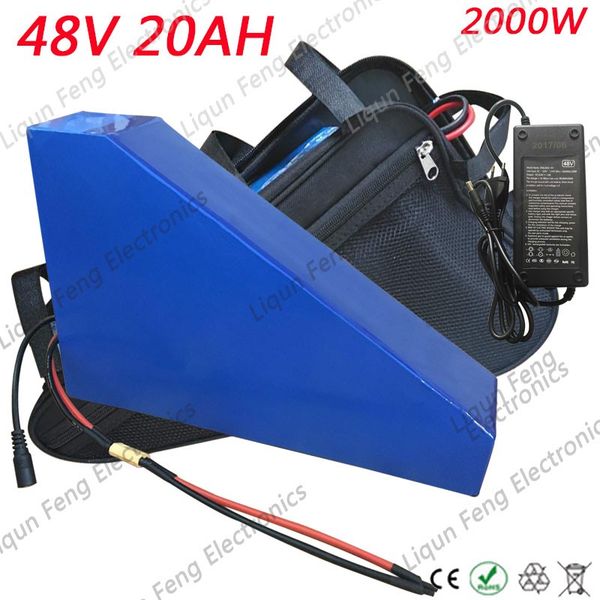 

U eu au no tax 48v 20ah 1000w electric bike battery 48v 20ah ebike triangle battery with bag 30a bm 54 6v 2a charger