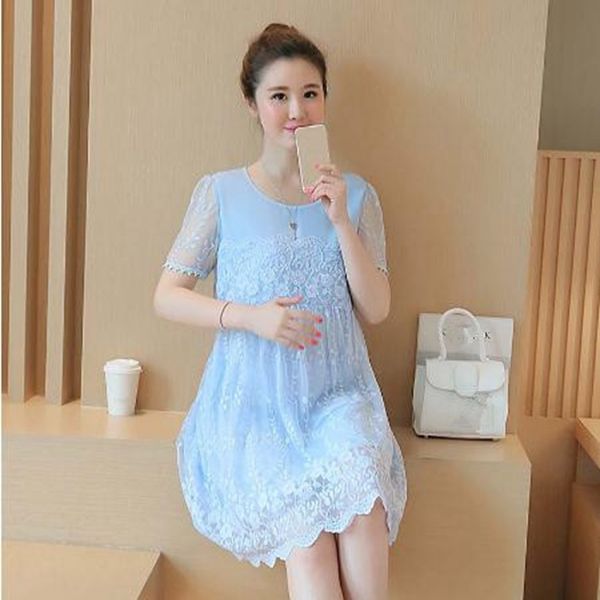 

2020 summer new maternity dress lace fashion maternity dress, White