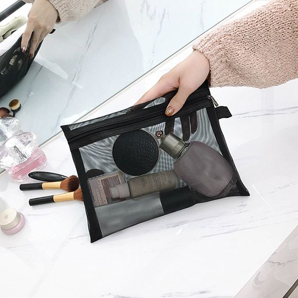 

cosmetic bags zip makeup mesh bags pencil case pouch travel toiletry storage case mug88