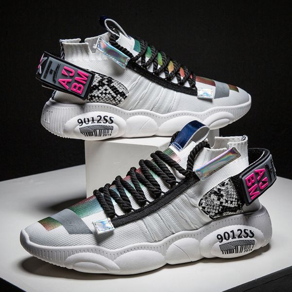 

2019 mesh men casual chunky sneakers lac-up men shoes lightweight breathable walking sneakers tenis feminino zapatillas hombre, Black