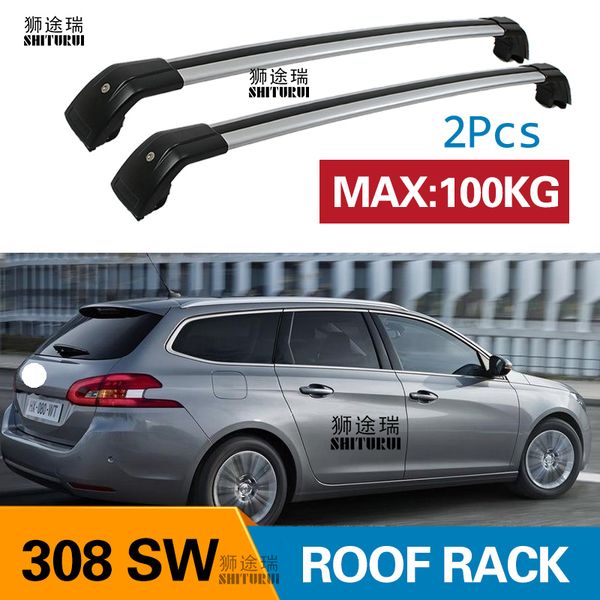 

shiturui 2pcs roof bars for peugeot 308sw 2009-2018 aluminum alloy side bars cross rails roof rack luggage carrier