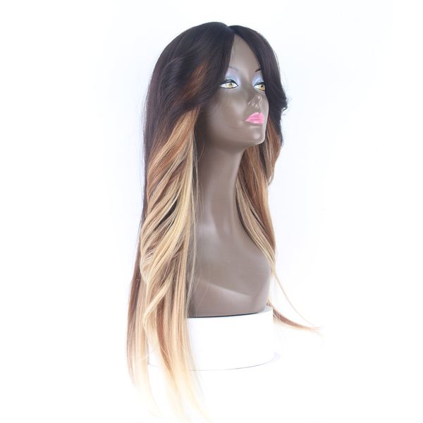 

свободные волны синтетические парики для женщин черный полный челка heat resistant яки прямой 26-дюймовый glueless ombre парик на продажу, Black