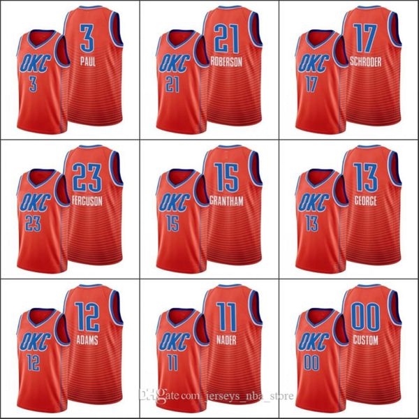 

city men shai gilgeous-alexander chris oklahoma paul dennis schroder 2020 statement thunder custom orange jersey, Black;red