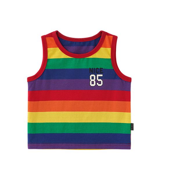 

Infant Children's Clothing Male Baby Summer Rainbow Stripes Vest 2019 New Style Children Sleeveless Vest Tops