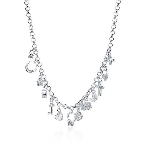 

plated sterling silver necklace 18 inches hanging 13 pieces pendant necklace dhsn021 sale 925 silver plate necklaces jewelry chains