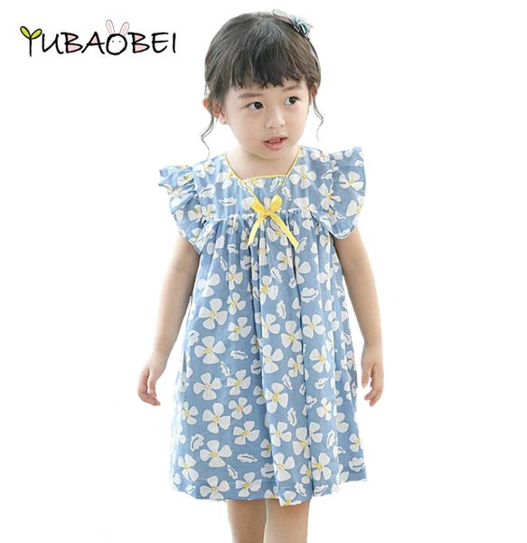 

2019 new arrival girls blue floral skirt children's girls dress flowers dresses baby child summer cute fashion dress, Red;yellow