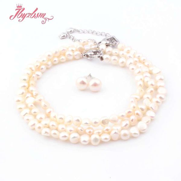 

3-4mm 5-7mm natural white freshwater baroque pearl jewelry necklace bracelet earrings for women party wedding jewelry xmasgift