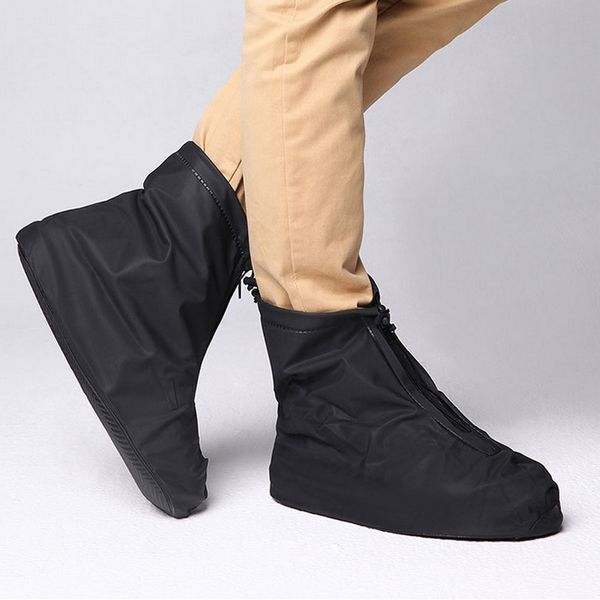

oof shoes cover reusable zippered rainproof shoes covers high elastic fabric thicken sole slip-resistant ing, Black;red