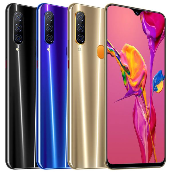 

new a60 smart phone 6.3 inch water drop screen with fingerprint explosion foreign trade low price android phone