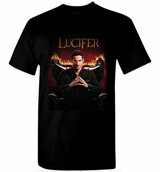 

lucifer morningstar t-shirt demon angel tv show men black t-shirt size s-5xl tshirt men 2018 new, White;black