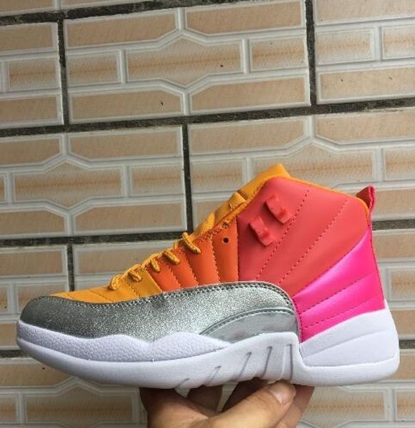 

2019 new arrival 12s orange red yellow grey leather men outdoor shoes men sneakers size 7-13