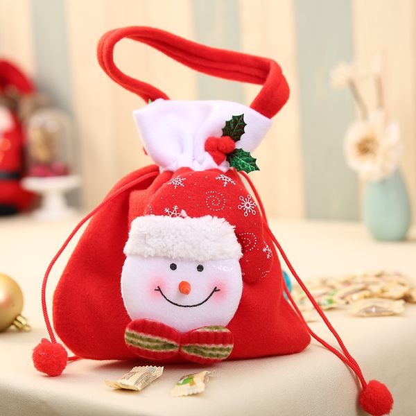 

christmas gift drawstring bag snowman festival gift candy handbag decoration