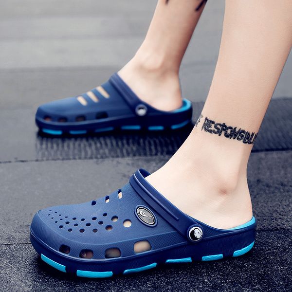 

summer men's garden sandals slippers beach sandals for men new fashion footwear breathable flip flops slides water shoes, Black