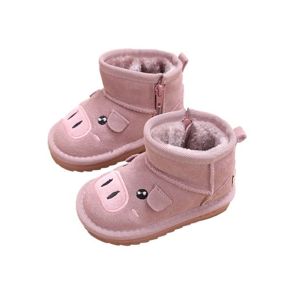 

2020 winter baby boys girls baby cotton-padded shoes genuine leather kids snow boots, Black;grey
