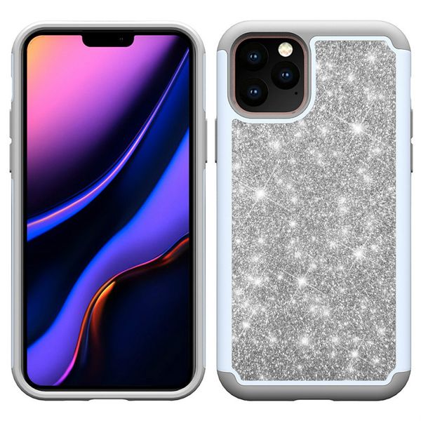 

iphone11 cellphone case apple 11 max protective cover frosted transparent anti-fall case xr2 two in one glitter phone case with drill