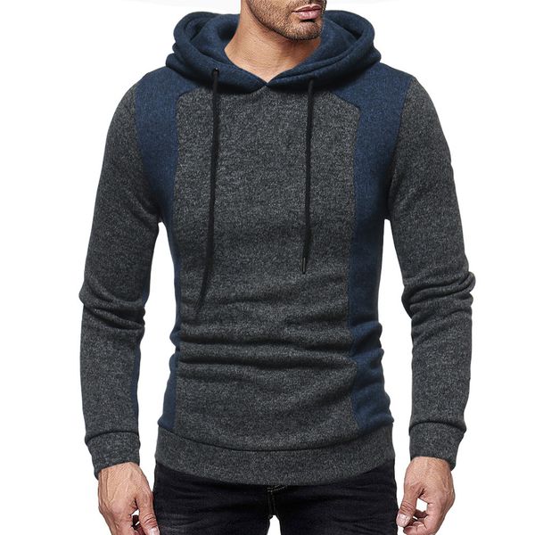 

2018 fashion men's autumn casual patchwork long sleeve hoodie sweatshirt blouse sweatshirts men sudaderas para hombre 5, Black