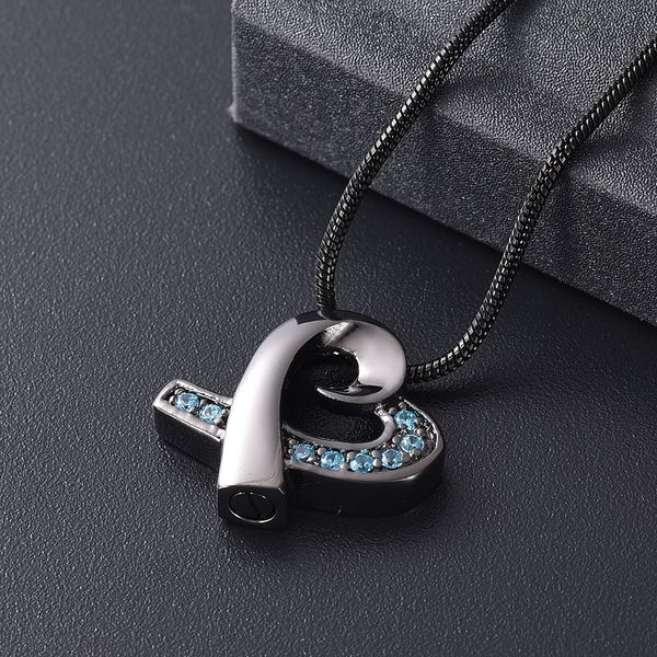 

lkj8387 blue stones inlay gun color cremation pendant jewelry funeral urn ashes holder locket for human/ animal ashes keepsake jewelry, Silver