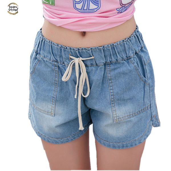 

7xl new spring 2019 fashion shorts women denim female shorts solid blue short jeans hole style plus size for women a shorts 862, White;black