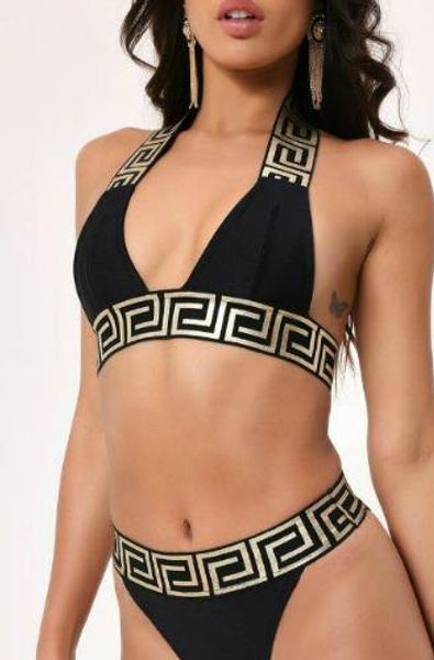 

женщины 2шт бикини наборы tankinis холтер буквы f бюстгальтер нижнее белье трусы купальники бикини, White;black