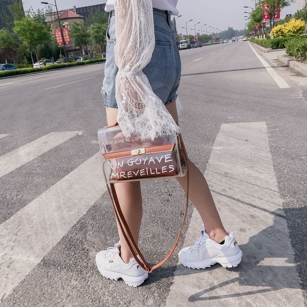 

ins tide women's bag 2019 transparent mother bag letter handbag korean fairy shoulder