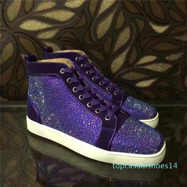 

designer shoes spike red bottom sneakers leather shoes rhinestone casual shoes suede luxury men women with box dust bag t14, Black