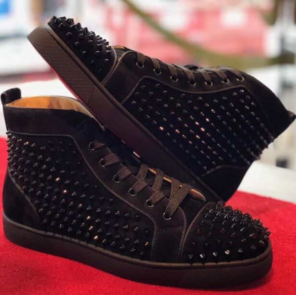 

лучшие мужские качества шипы замша черный повседневный, мода red bottom кроссовки модный париж танцы streetwear пара женщины тренеры, Black