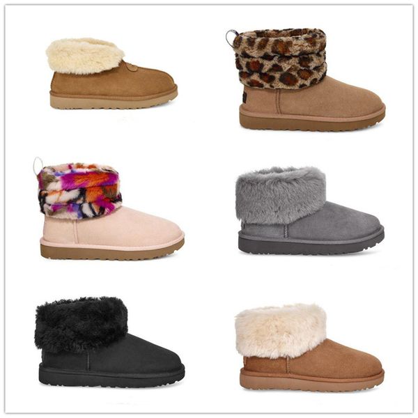 

2020 new womens wgg snow boots ankle short half bow fur designer for keep warm winter platform shoes australian girl mini bailey, Black