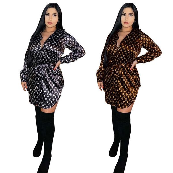 

womenshirt dresses letter print s-2xl long sleeve lapel neck cardigan above knee mini dresses summer spring clothing s-xxl