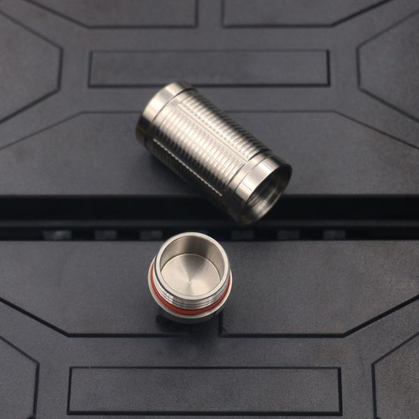 

outdoor portable key chain titanium tc4 waterproof capsule pill case container travel camping survival first aid kit edc tool