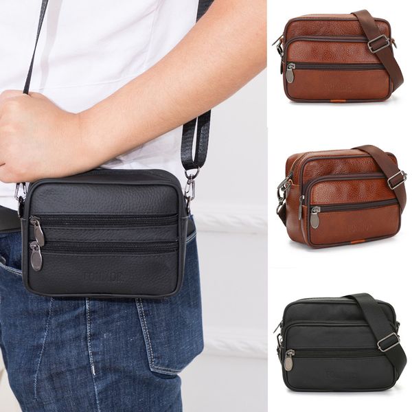 

sleeper 2019 new fashion #401 vintage men pure color leather commerce crossbody bags shoulder bag waist bag ng
