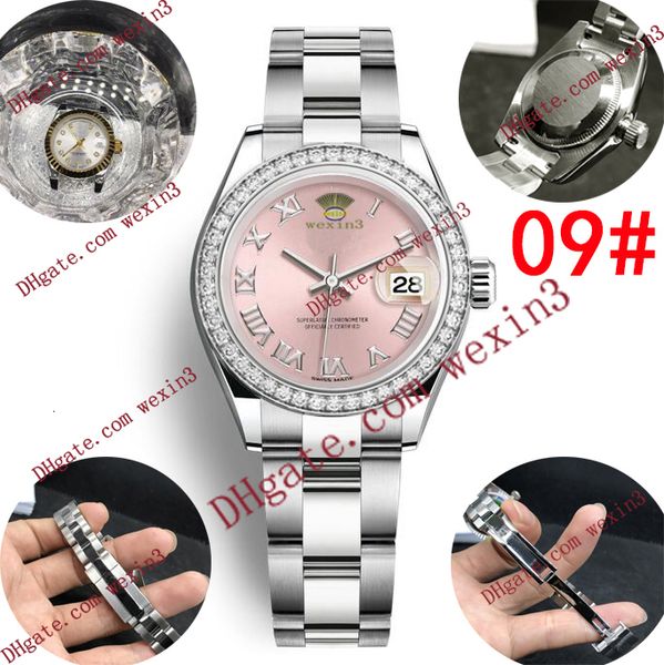 

10 цветов luxury women часы с бриллиантами 28мм элегантный нержавеющей стали розового золота часы высокого качества lady rhinestone автомати, Slivery;brown